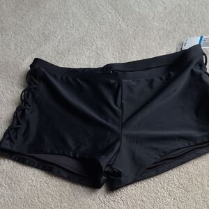 NWT Splashletics Black Swim Shorts with Side Lace-Up Detail